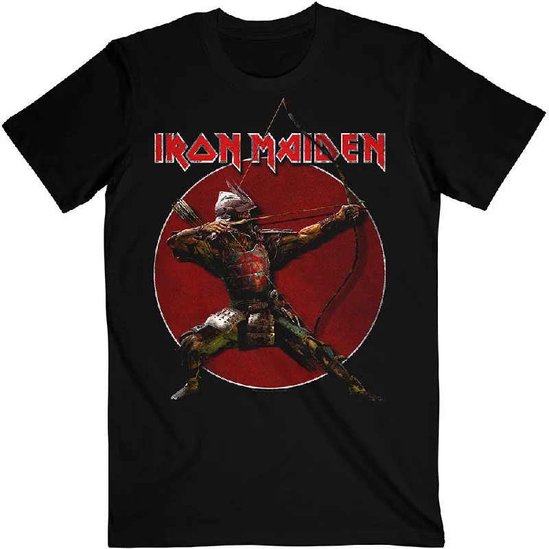 SALE | Iron Maiden | Official Band T-Shirt | Senjutsu Eddie Archer Red Circle Welt Pockets Slit Pockets Flap Pockets