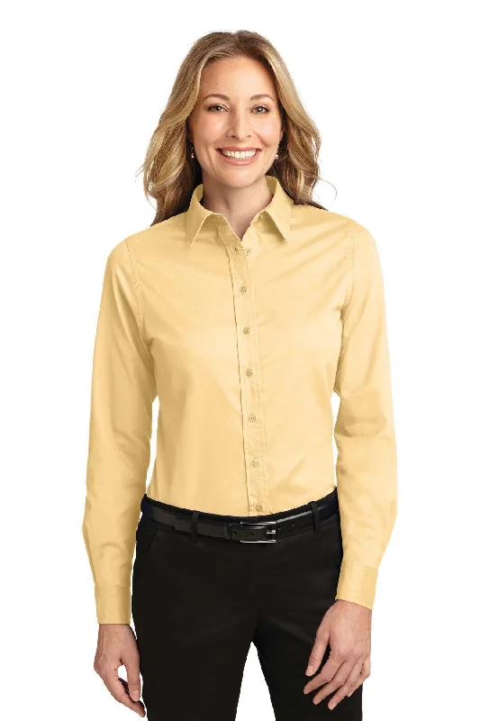 Port Authority Ladies Long Sleeve Easy Care Shirt.  L608 Mesh Blend Leather Blend Suede Blend