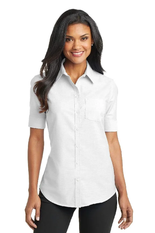 Port Authority Ladies Short Sleeve SuperProOxford Shirt. L659 Mesh Fabric Canvas Fabric Denim Fabric