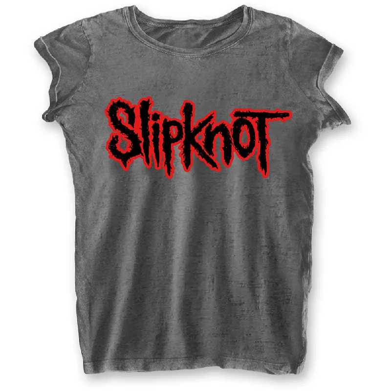 Slipknot Logo Ladies Burn Out T-Shirt Jersey Fabric Tulle Fabric Batik Fabric