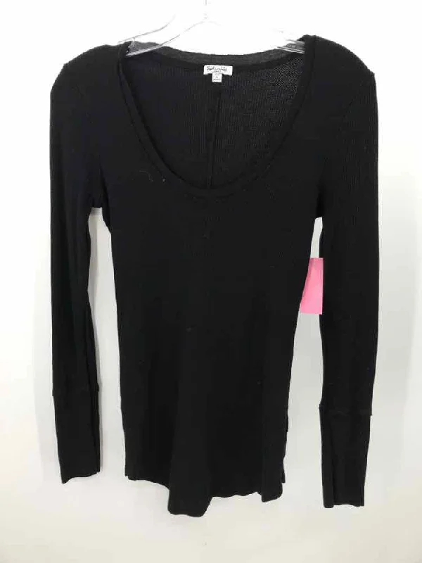 Pre-Owned Splendid Black Size Small Long Sleeve T-shirt Jersey Fabric Tulle Fabric Batik Fabric