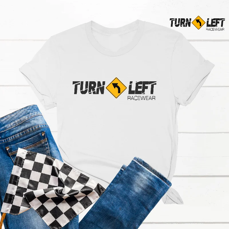 Turn Left Racewear Racing Logo Women's T-Shirt Denim Fabric Leather Fabric Suede Fabric