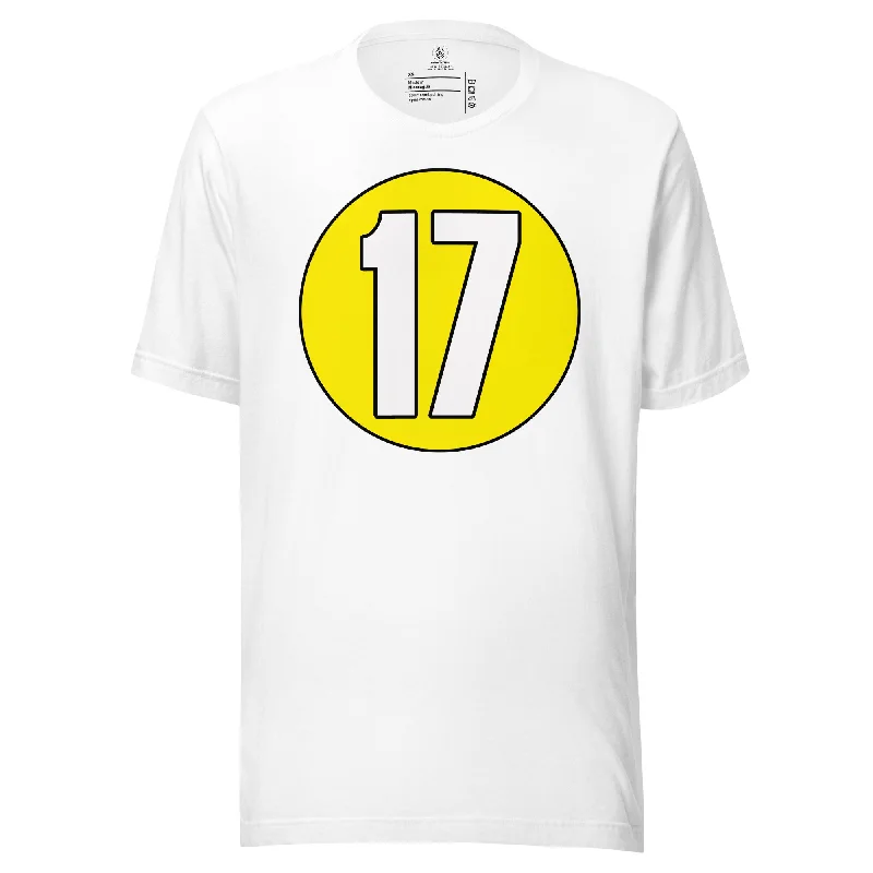 Unisex t-shirt: White on Yellow 17 Cashmere Blend Cotton Blend Poly Blend