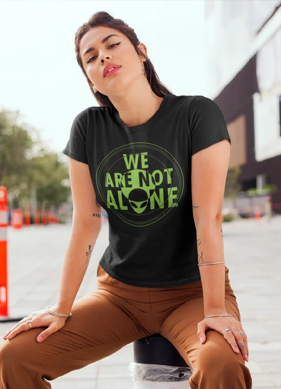 We are not Alone Women T-shirt Zippered Front Buttoned Front Snap Front