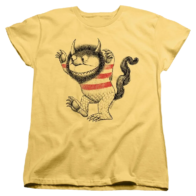 Where The Wild Things Are Line Art - Women's T-Shirt Fitted T-Shirt Seamless Stretchy