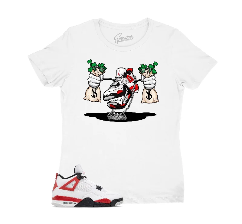 Womens - Red Cement 4 Fly Kicks Shirt Mesh Blend Leather Blend Suede Blend