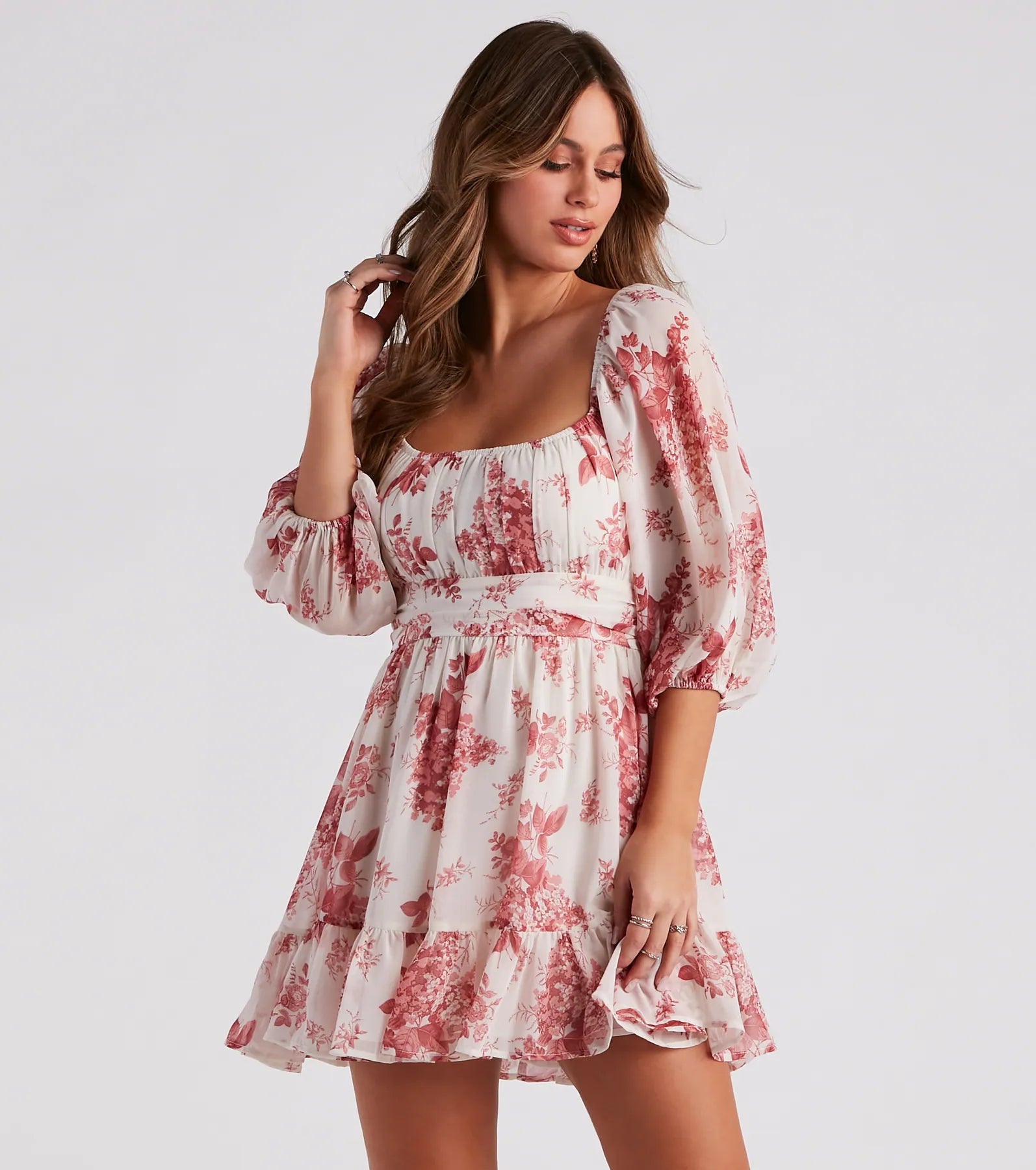 Sunday Girl Floral Chiffon Skater Dress Floral Print girly